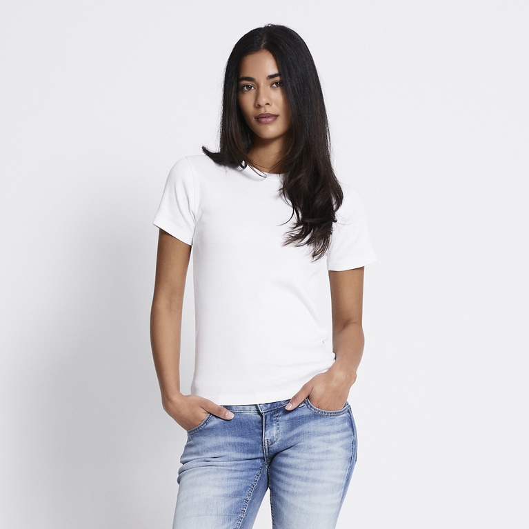 Rib tee "Alvia Rib Top" White